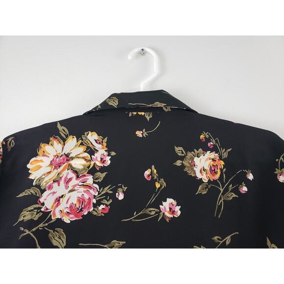 (F5) Vintage INTRIGUING THREADS Womens Blouse Size 12 Floral Long Sleeve Black - Picture 6 of 7